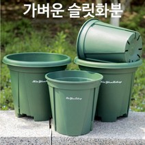 슬릿분 모스그린 플라스틱화분 슬릿화분 분갈이, 화분(받침대 포함), 4호