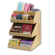 커피 좁은폭 수납빨대스트로우 디스펜서 정리대 트레이 보관함 p020g, 우드