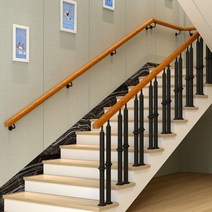 벽부형 손스침 원목 계단 핸드레일 복층 복도 경사로 보조 손잡이 지지대 복층 실내 난간, 80cm 브래킷2개