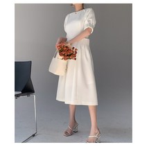 수입 이지아 전소미 화이트 어깨뽕 볼륨 플레어 봄 여름 돌잔치원피스