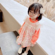 레이스 레이어드 아기 유아하객룩 가을 추석선물 어린이 여아원피스 북유럽 돌 두돌아기옷 자매