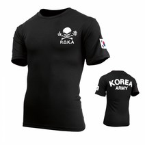 [아미캠프] 쿨드라이 백골 ROKA 검정 반팔 기능성 아미 티