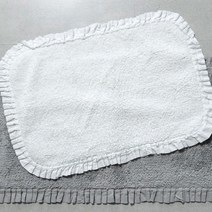 순면 면100 빨아쓰는 발매트 미끄럼방지 화장실 욕실 러그거실 침실 아이방 매트 고양이 강아지 깔개 흡수율좋은 캠핑 코튼 워셔블 발닦개 신발매트 미니발매트 현관 도어매트 발판, 논슬립 고정 패드1SET(4P), 면100% 프릴 매트 - 아이보리