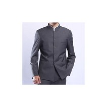 남성가죽자켓 남성 그레이 튜닉 정장 재킷 만다린 스탠드 칼라 싱글 단추 전통 중국 스타일 코트 겉옷