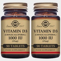 솔가 비타민 D3 (콜레칼시페롤) 1000IU 타블렛, 90개입, 2개