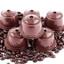 커피 캡슐 머신 가정용 미니 6pcs 리필 가능한 커피 캡슐 필터 컵은 숟가락 청소 브러시가있는 dolce gusto 재사용 가능한 커피 캡슐과 호환됩니다., 초콜릿