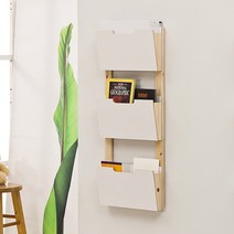 [포메리트] 벽걸이 서류함 책꽂이 3단, 색상:내추럴
