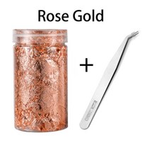 레진아트 210g 금박 플레이크 장식 조각 반짝이 에폭시 수지 충전 종이 DIY 실리콘 몰드 네일 보석 만들기, Rose Gold with tool+3 Grams