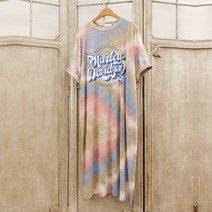 할리 타이다이 나염 반팔 루즈핏 롱원피스 홈웨어