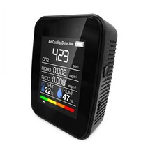 air quality detector co2 meter co2 tester 이산화탄소 tvoc 포름알데히드 값 전기량 온도 습도 측정기, 협력사, 검은색