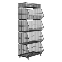 과자매대 트레이 수납대 펜트리 스낵바 마트앵글선반, 상세이페이지 참고, 블랙 4단 상단바구니 58 40 108cm