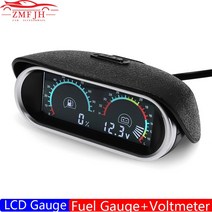 유면계 유량계 2 1 LCD 게이지 0-190 옴 연료 게이지 + 전압계 알람 가솔린 디젤 엔진 자동차 240-33 옴 오, 한개옵션0