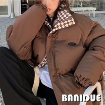 [바니드] 남녀 공용 커플룩 체크포인트 빅사이즈 스타일 겨울 두꺼운 패딩점퍼 0624