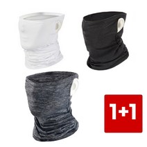 1+1 라이프핵 남녀공용 냉감 얼굴 햇빛가리개 스포츠 미세먼지차단 자전거 오토바이 골프 여름 안면 쿨 마스크 귀걸이, 차콜, 화이트