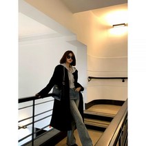 코트 트렌치 겨울 가을 마츠모토 코코 sbkk 블랙 모직 여동 키 미디 롱 루즈핏 헵번느낌
