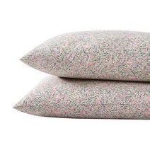 Laura Ashley Home - 표준 베개 커버 세트 통기성 있는 퍼케일 면 침구 산뜻하고 시원한 홈 데코 (러브스턴 핑크 2피스)