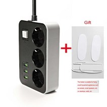 멀티탭프리미엄 스마트 2 라운드 전원 보드 USB 여행 어댑터 소켓 EU1.8M 연장 코드 주방 범용 충전기 플러, 01 220V_01 EU, 03 U613P