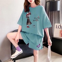 꽃소담 여자 여름 상하복 반팔티 반바지 트레이닝세트 홈웨어QQA1112