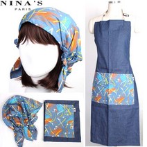 니나스파리 요리가즐거워_코튼두건롱에이프런.앞치마세트(9SS108)