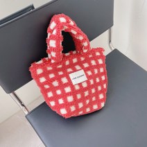 로코하 구름 가방 체크 부클 퍼 미니 플리스 토트백 에코백 4color