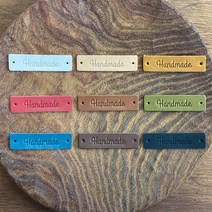 핸드메이드 가죽라벨 M4010-NO4 HANDMADE 천연소가죽 뜨개질 라벨, 다크브라운