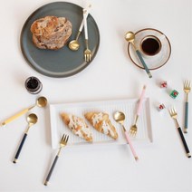 크라상용 마카롱용 밀빵용 골드티스푼포크 케이터링용 디저트커트러리 후식용 과일용 답례품용, 티포크-그레이, 1개