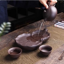엔틱 자사 연잎 도자기 공예 차트레이 차판 퇴수기 다반 다도용품, 단품, 1개