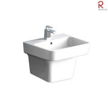 로얄앤컴퍼니 페데스탈 일체형 사각 반다리 세면기 RWL708-1H, RWL708-1H 벽배수