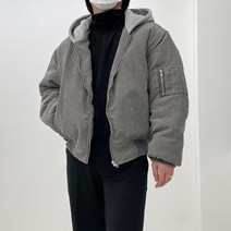코듀로이 패딩 누빔 후드 남자 항공점퍼