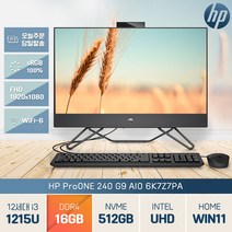 HP 240 ProOne G9 AIO 6K7Z7PA 인텔 i3 24인치 윈도우11 주식 기업 학생 업무용 올인원 PC 컴퓨터, i3-1215U/16GB/SSD512GB/WIN11홈