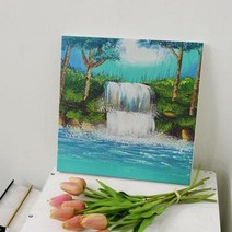 캔버스천데코사각액자30×30_풍수폭포그림