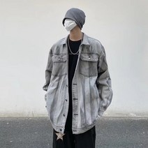 남자청남방패션 HIPHOP 홀치기염색 워싱 데님점퍼 OVERSIZE 아메카지스타일 클래식 카고 재킷 4995415622