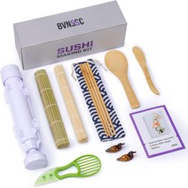 미국직구 BVNSSC 초밥 만들기 키트 - 초밥 기계가 초보자 및 고급 전문가 컴플리트한 초밥 키트 초밥 만들기 매트 2개 젓가락 아보카도 슬라이서 및 프리미엄 레시피 북에는 비건 레시피가 포함, 수량, 상세참조