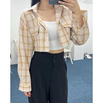 라라룰루 숏체크남방 크롭셔츠