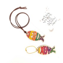 감나무아트 (5세트)물고기 익투스/지저스 목걸이 &열쇠고리 만들기 키트 교회학교 주일학교 2부순서 교회 diy 선물, 지저스열쇠고리