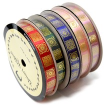 [동화오피스] 금박리본 전통문양 15mm 8야드 / 전통리본, 05.팥색