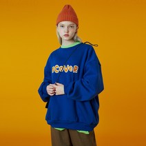 앤커버 시그니처 패치 로고 스웨트셔츠-블루 - BLUE 144173