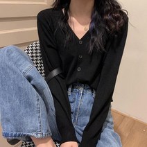 심플 무지 디자인 숏 기장 얇은 캐주얼 여성 가디건