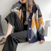 TBI445166루즈 코디 루즈핏 롱 기본 니트가디건 니트롱 숄