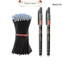 52 Pcs/LOT 0.38mm 지우개 젤 펜 블루/블랙 잉크 볼펜 리필 막대 빨 손잡이 문구 용품, 52 Black-A Set