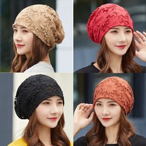SINPAID 여성 모자 비니 중년 봄 여름 여자 두건 항암