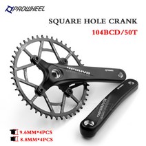 크랭크암 PROWHEEL 자전거 사각 구멍 스프로킷 104BCD 170175mm 크랭크, 사각 구멍 50T, 175mm