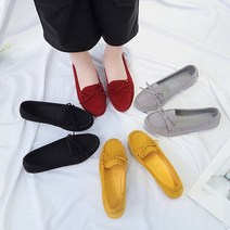 스웨이드 LK-YB2 여성플랫슈즈 로퍼 모카신 리본단화