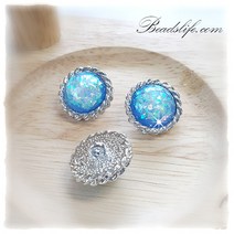 비즈라이프 16mm자개펄 보석단추 1개, 블루자개펄 백금도금