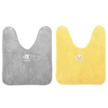 밀크봉봉 어린이 세안타올 유아 턱받이 워시빕 1+1, 옐로우+그레이, 40*50