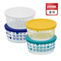 코렐 파이렉스 원형 하트 내열 글라스 보관용기 4종