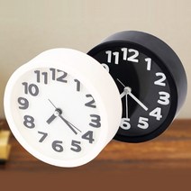 다이소탁상시계 시끄러운 알람 아날로그 책상 무선 저소음 이케아 미니 자명종 시계, 화이트