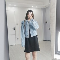싱글코트옷 SUMUI150CM 작은 봄 타입 키커 보이는 코디 디자인감각 숏 슬림 데님점퍼 2113498216