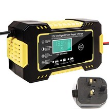 전체 자동차 배터리 충전기 12V 디지털 디스플레이 자동 모토 전원 펄스 수리 습식 건식 납산, 03 Yellow UK Plug, 03 Yellow UK Plug