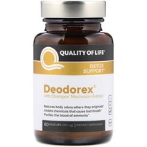 Quality of Life Labs 디오도렉스 샹페 버섯 추출물 250mg 60캡슐 Deodorex, One Color, One Size
